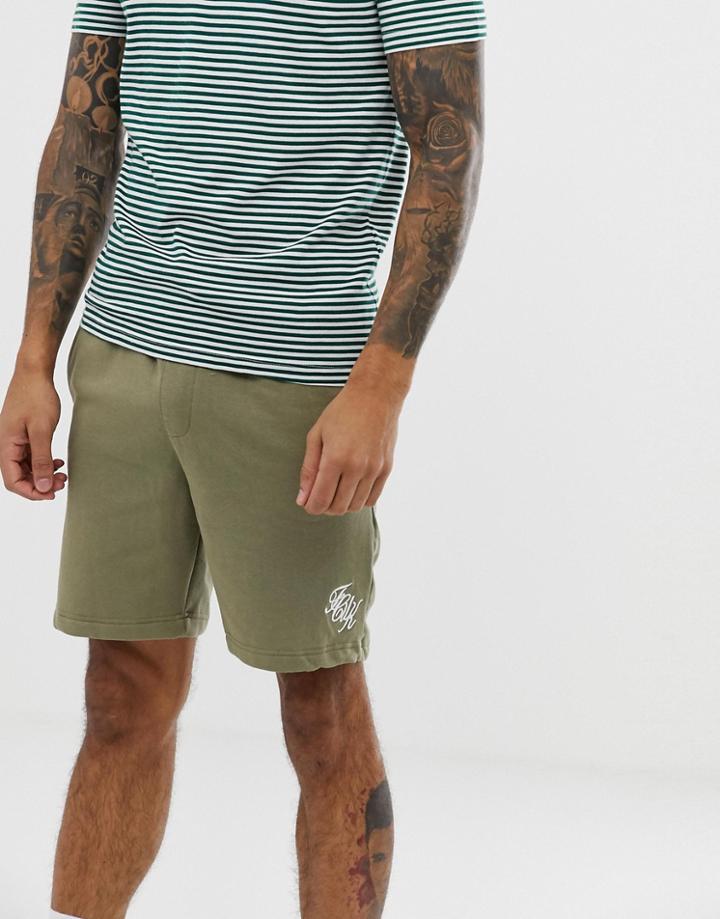 French Connection Script Logo Jersey Shorts-green
