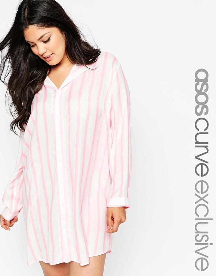 Asos Curve Night Shirt In Stripe