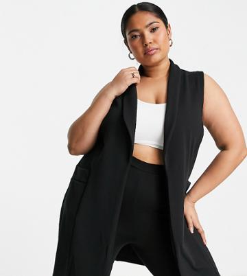 Simply Be Sleeveless Blazer In Black