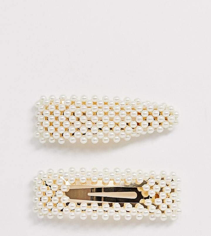Reclaimed Vintage Inspired Pearl Hair Clip 2 Pack - Cream