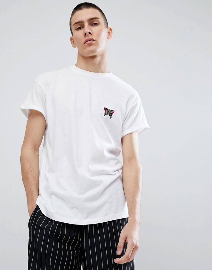 New Look T-shirt With Butterfly Embroidery In White - White