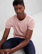 Scotch & Soda Garment-dyed Tee With Chest Pocket And Small Artworks - Pink