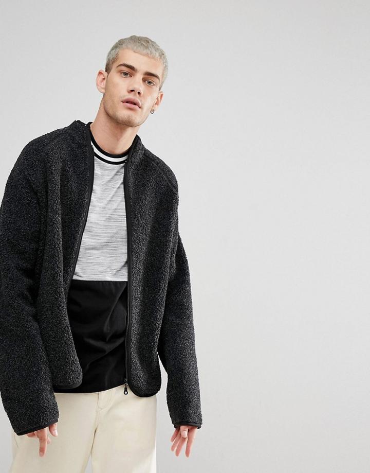 Weekday Shaun Zip Sweatshirt - Black