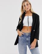 Bershka Blazer With 3/4 Sleeves In Black