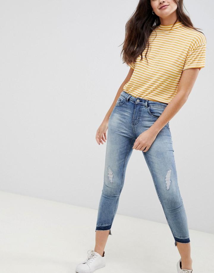 Jdy High Call Distressed Skinny Jeans - Blue