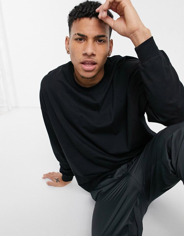 Asos Design Organic Long Sleeve Oversized T-shirt In Black