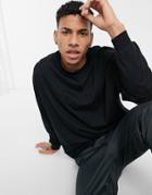 Asos Design Organic Long Sleeve Oversized T-shirt In Black