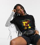 Reclaimed Vintage Inspired Double Layer T-shirt With Striped Sleeve And Dragon Logo-multi