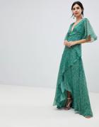 Keepsake Floral Maxi Tea Dress - Green