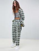 The Ragged Priest Crop Wide Leg Pants In Check Two-piece - Green