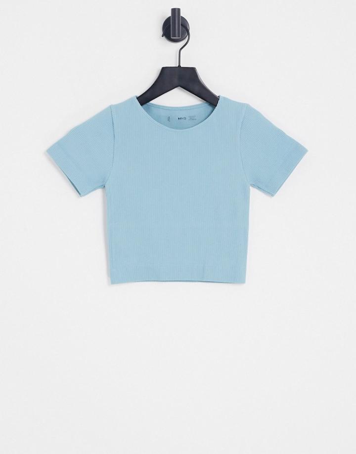 Mango Active Cropped T-shirt In Blue