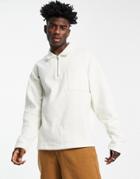 Asos Design Smart Zip Up Polo Sweatshirt In Soft White