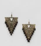 Reclaimed Vintage Inspired Beaded Triangle Drop Earrings - Gold