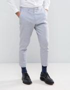 Asos Wedding Tapered Suit Trouser In Light Blue Stretch Linen Cotton - Blue