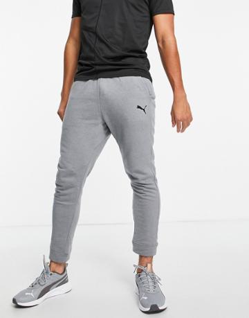 Puma Training Muscle Fit Sweatpants In Black And Gray Heather