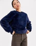 Asos White Faux Fur Sweatshirt - Blue