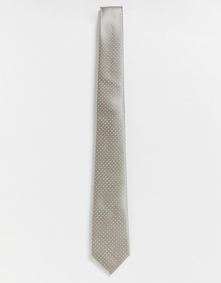 Only & Sons Wedding Satin Tie In Silver - Pink
