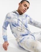 Asos Daysocial Matching Hoodie In Brown And Blue Tie-dye With Logo Print
