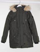 Vero Moda Parka With Faux Fur Hood In Khaki-green