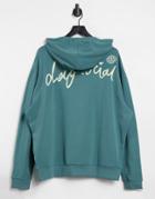 Asos Daysocial Oversized Hoodie With Back Logo Print In Green Wash