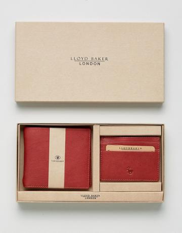 Lloyd Baker Red Leather Wallet And Card Holder Set - Red