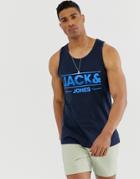 Jack & Jones Core Logo Tank Tank In Blue - Blue