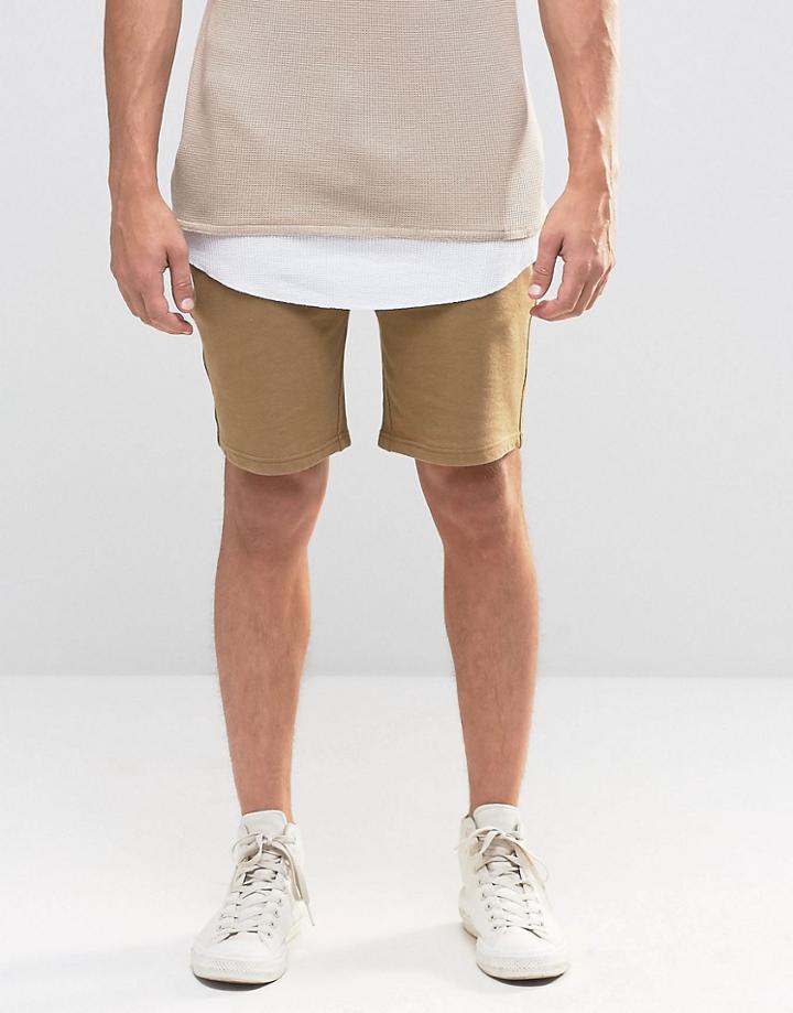 Asos Jersey Shorts In Sand - Ermine