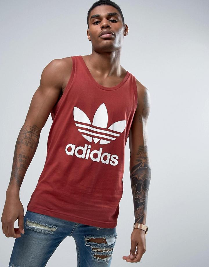 Adidas Originals Trefoil Tank In Red Bq5349 - Red