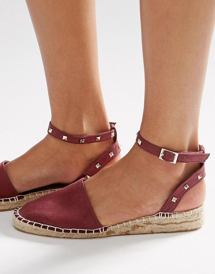 Asos Jinx Studded Two Part Espadrilles - Burgundy