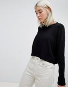 Asos Oversized Sweater With Seam Detail - Black