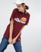 Ellesse Oversized Boyfriend T-shirt With Front Logo - Red