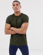 Asos Design T-shirt With Roll Sleeve In Twisted Jersey In Khaki-green