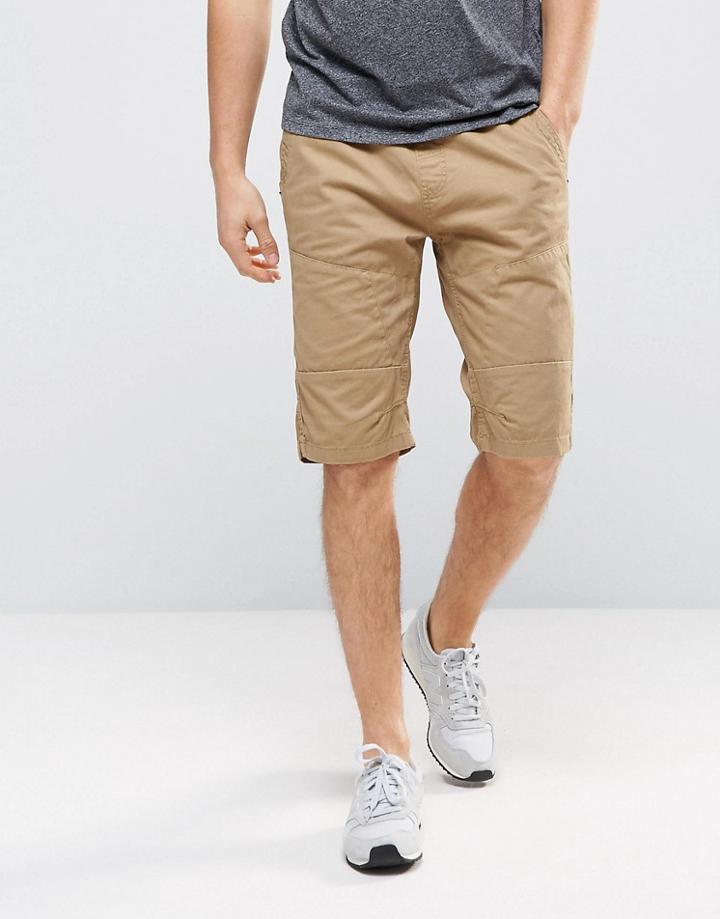 Brave Soul Mid Cargo Shorts - Stone