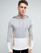 Asos Muscle Hoodie With Cut & Sew - Beige
