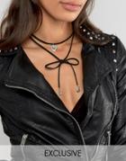 Reclaimed Vintage Shell Detail Wraparound Choker - Black