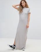Noisy May Turtleneck Ribbed Jersey Maxi Dress - Gray