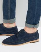 Hudson London Anfa Leather Weave Derby Shoes - Navy