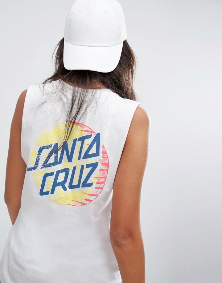 Santa Cruz Sleeveless Tank Top With Dot Back Print - White