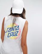 Santa Cruz Sleeveless Tank Top With Dot Back Print - White