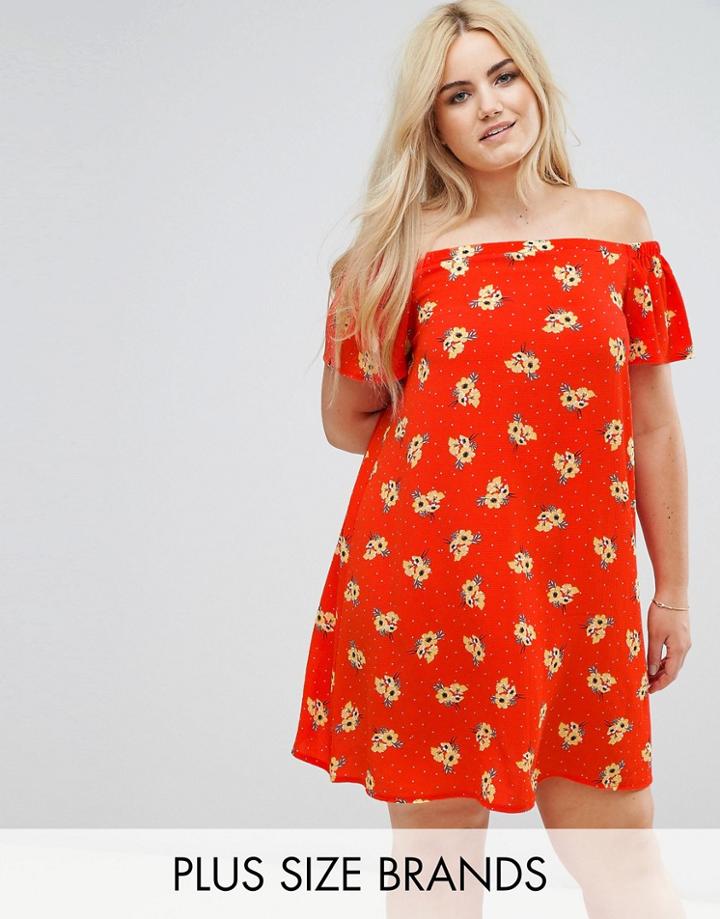 New Look Curve Bardot Dress - Red