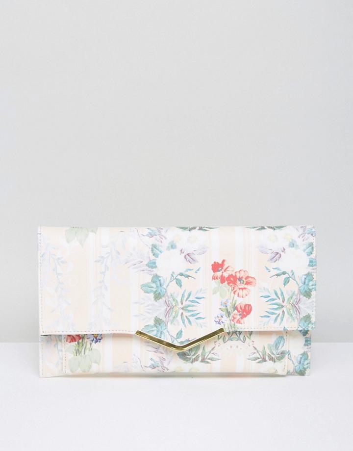 Asos Floral V Bar Clutch Bag - Multi