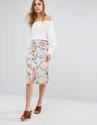 Warehouse Pom Pom Floral Print Skirt - Multi