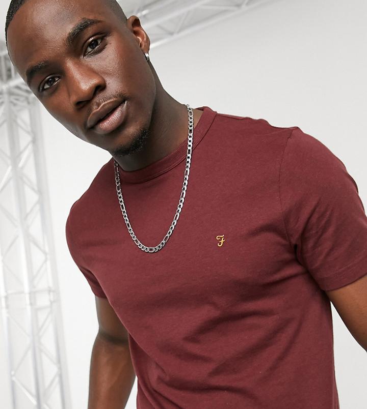Farah Danny Tall Organic Cotton T-shirt In Burgundy-red