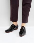 Ted Baker Granet Patent Brogue Shoes In Black - Tan