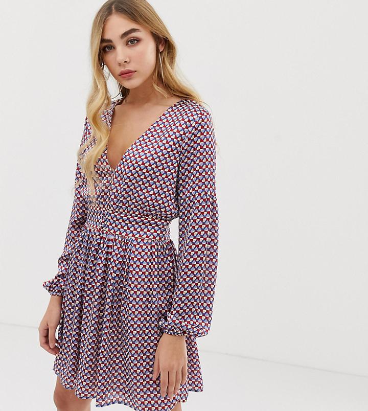 Missguided Chiffon Skater Dress In Chevron - Multi