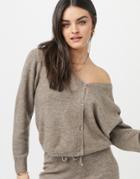 Asos Design Set Cardigan With V Neck In Taupe-neutral
