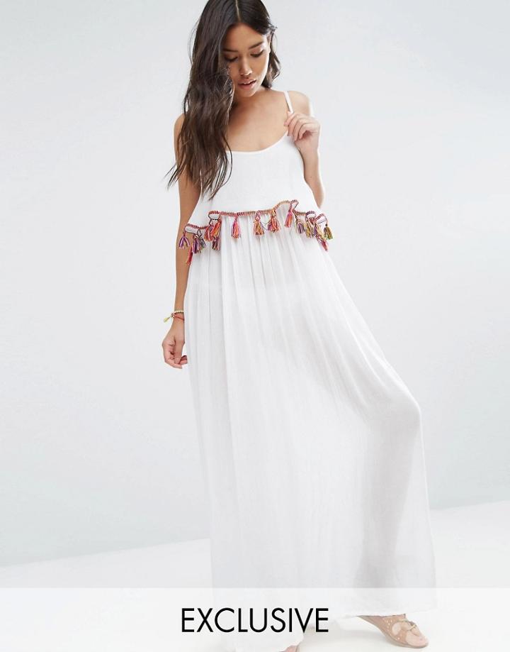 Akasa Tassel Maxi Beach Dress - White