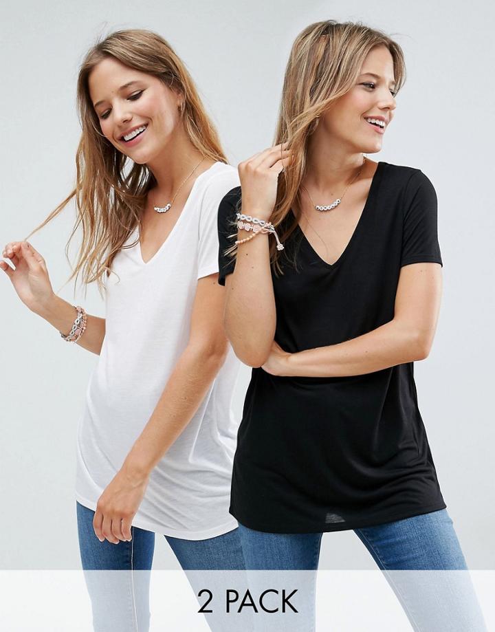 Asos Lightweight T-shirt With V Neck 2 Pack - Multi