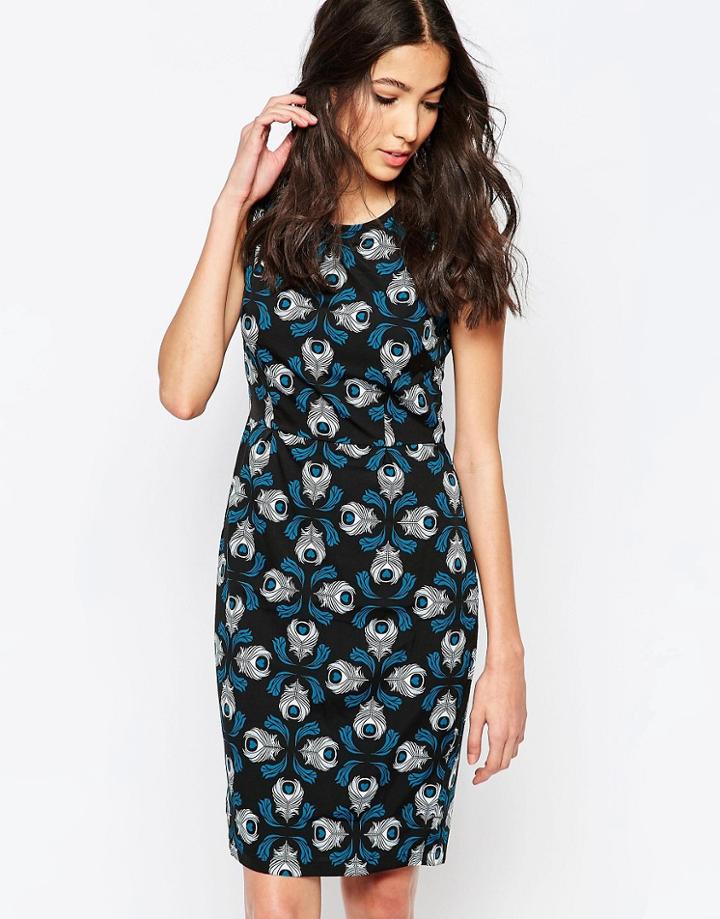 Sugarhill Boutique Judy Tapestry Feather Shift Dress - Black