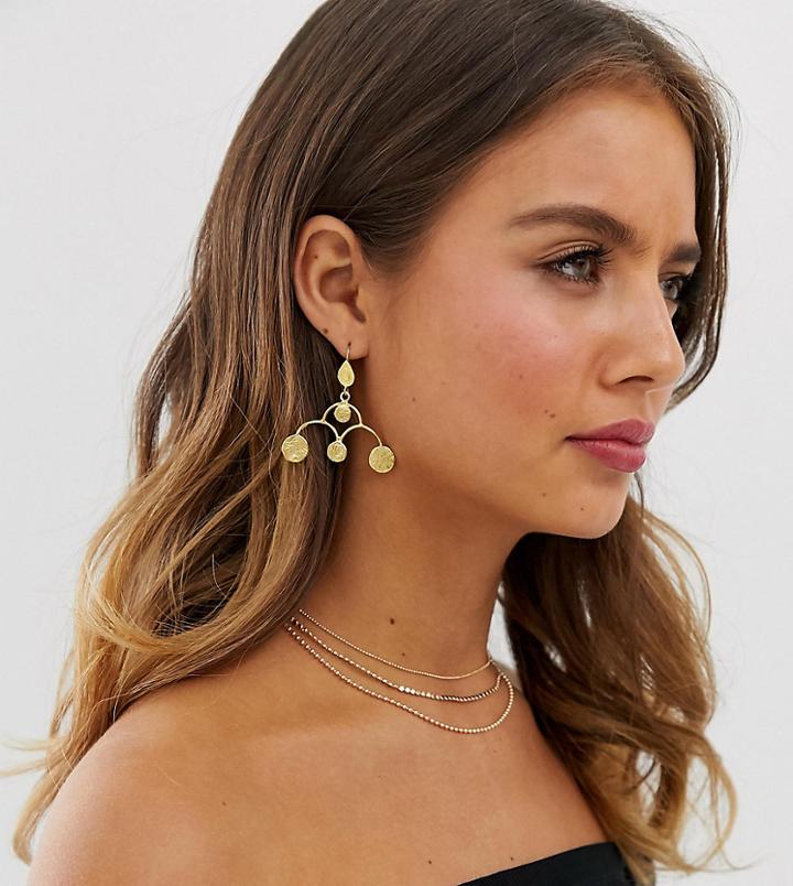 Ottoman Hands Gold Plated Coin Statement Drop Earrings